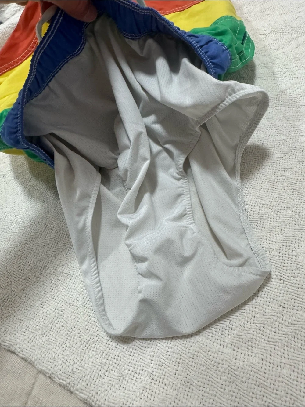 Hanna Andersson Blue swim trunks boys with White Stitching 6-7 years